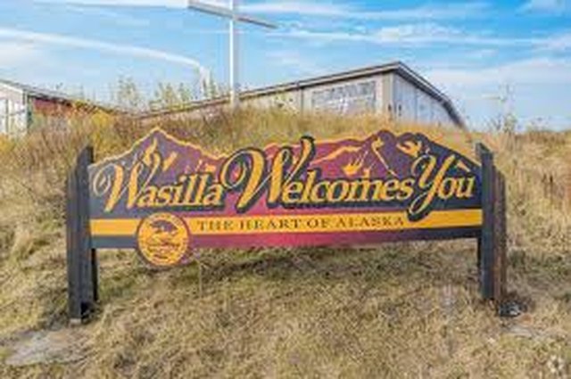 Wasilla Welcomes You sign, The Heart of Alaska